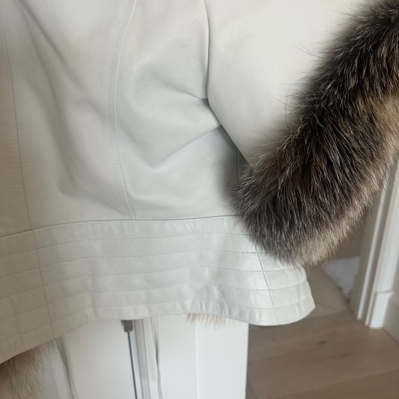 White leather with fur jacket from istanbul . Real leather - Picture 8 of 10